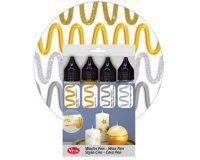 ViVA DECOR Candle Wachs Pen, 28 ml, set de 4, argent/or