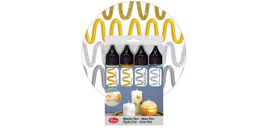 ViVA DECOR Candle Wachs Pen, 28 ml, set de 4, argent/or