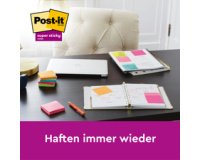 Bloc-mémos Post-it 654 Super Sticky 76x76mm Carnaval 4+2 gratuits