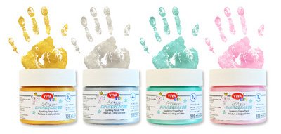 ViVA DECOR Peinture au doigt 'ViVA KIDS', set de 4 Pailleté