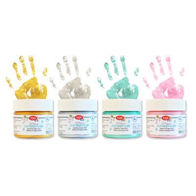 ViVA DECOR Vingerverf 'ViVA KIDS', set van 4 met glitter
