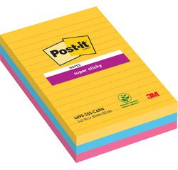 Bloc note adhésif Carnival ligné Super Sticky Notes 101 x 101 mm - bloc de 70 feuilles