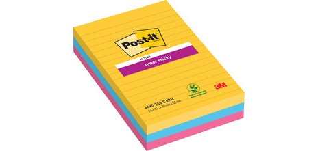 Bloc note adhésif Carnival ligné Super Sticky Notes 101 x 101 mm - bloc de 70 feuilles