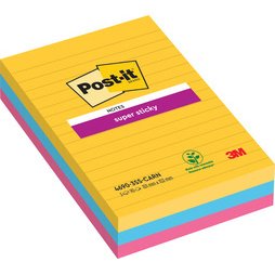 Bloc note adhésif Carnival ligné Super Sticky Notes 101 x 101 mm - bloc de 70 feuilles