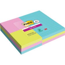 Bloc-note adhésif Cosmic ligné Super Sticky Notes 101 x 152 mm , pack promo - bloc de 90 feuilles