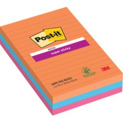 Bloc-note adhésif Boost ligné Super Sticky Notes 101 x 152 mm - bloc de 90 feuilles