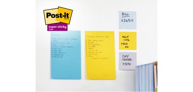 Bloc-note adhésif assorti ligné Super Sticky Notes 101 x 101 mm - bloc de 90 feuilles