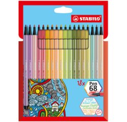 Stabilo Pen 68 Filzstift Etui 18 neue Farben