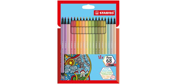 Feutre de coloriage Pen 68, étui carton de 18
