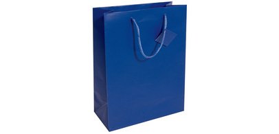 Sachet cadeau en papier, vernis mat, bleu