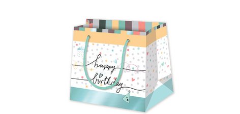Sac cadeau 'Happy Eco B-day Typo', petit