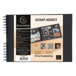 Set Scrapbooking mit Fotoalbum 32x22 cm, SCRAP ADDICT - Schwarz