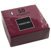 Packung mit 50 cocktail-servietten, mikrogeprägt, tissue, 2-lagig - 20x20cm - bordeauxrot