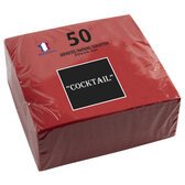 Pack of 50 micro-embossed 2-ply cotton cocktail napkins - 20x20 cm - red