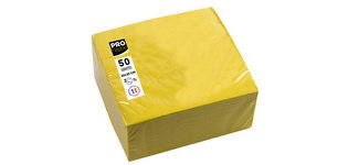 Serviette cocktail, 200 x 200 mm, jaune