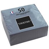 Pack of 50 micro-embossed 2-ply cotton cocktail napkins - 20x20 cm - grey