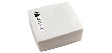 Serviette de table jetable, 380 x 380 mm, blanc