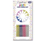 Bougie d'anniversaire, rayée couleur/blanc