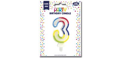 Bougie chiffre 'Pailletée', numéro 3