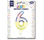 Bougie chiffre 'Pailletée', numéro 6