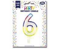 Kaars cijfer 'glitter', nummer 6.