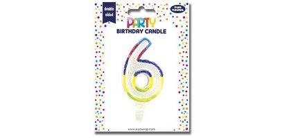 Bougie chiffre 'Pailletée', numéro 6