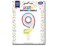 Kaars cijfer 'Glitter', nummer 9