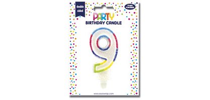 Bougie chiffre 'Pailletée', numéro 9