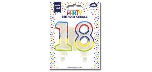 Bougie nombre 'Pailletée', numéro 18