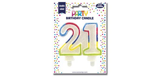 Bougie nombre 'Pailletée', numéro 21