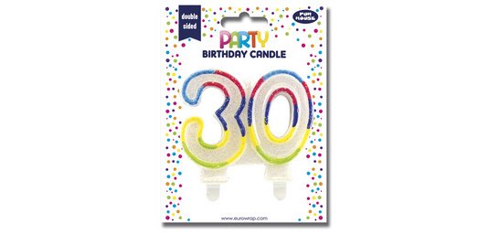 Bougie nombre 'Pailletée', numéro 30