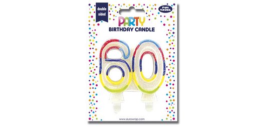 Kerze in Zahlenform "Glitter", Nummer 60