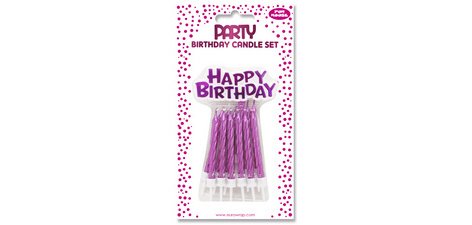 Bougie d'anniversaire Happy Birthday, rose