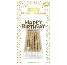 Bougies d'anniversaire "Happy Birthday" avec supports et déco