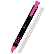 Stylo-gomme en plastique, 2 gommes de rechange, rose