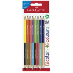 Kleurpotloden FABER-CASTELL Bicolor - blister van 8 stuks