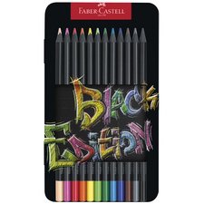 FABER-CASTELL Crayon de couleur Black Edition, étui de 12