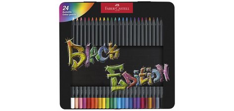 FABER-CASTELL Crayon de couleur Black Edition, étui de 24