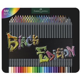 FABER-CASTELL Crayon de couleur Black Edition, étui de 100