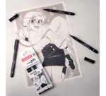 Pochette uni-ball 5 feutres pointe calibree 0.4 efbr500   coloris noir