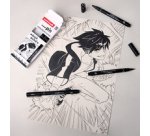 Pochette uni-ball 5 feutres pointe calibree 0.4 efbr500   coloris noir