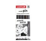 Pochette uni-ball 5 feutres pointe calibree 0.03 efbr500  coloris noir