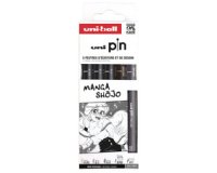 En_rotulador uniball pin manga shojo color negro blister de 5 unidades