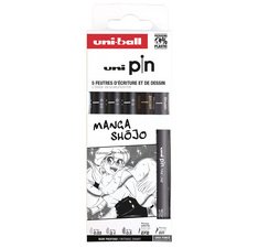 De_rotulador uniball pin manga shojo color negro blister de 5 unidades