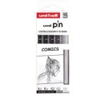 Pochette uni-ball 5 feutres pointe calibree 0.7 gc/gf/n   coloris noir