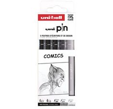 De_rotulador uniball pin comics blister de 5 unidades colores surtidos