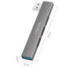 Hub USB 3.0 Ultraslim, 4 ports, boîtier aluminium