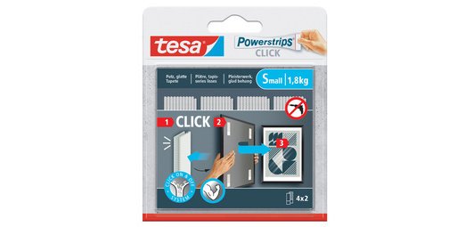 Adhésif - Powerstrip Click - taille S - supporte 1.8 Kg - blanc - lot de 4