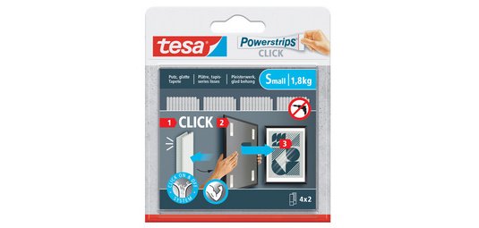 Adhésif - Powerstrip Click - taille S - supporte 1.8 Kg - blanc - lot de 4