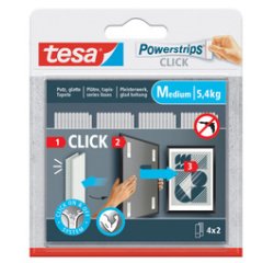 Adhésif - Powerstrip Click - taille M - supporte 5.4 Kg - blanc - lot de 4